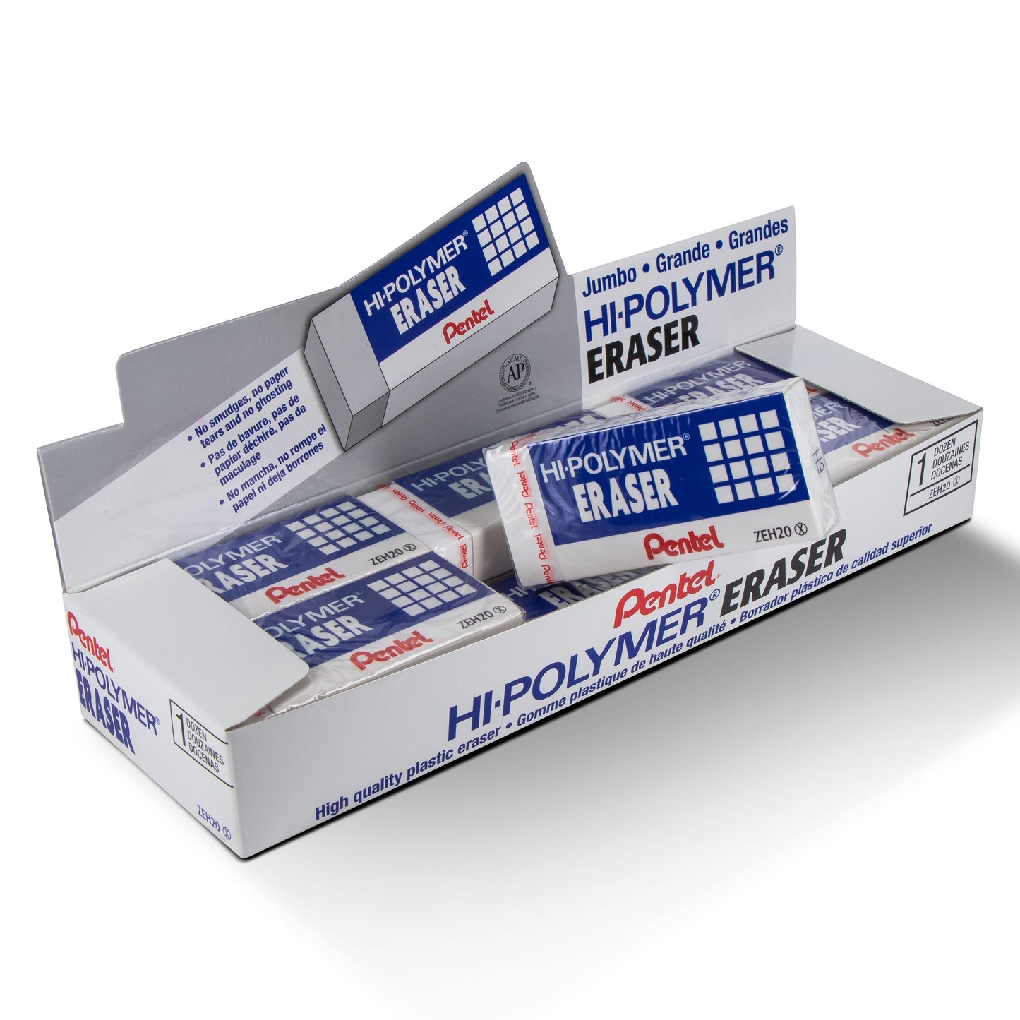 Hi-Polymer Block Eraser, Jumbo Size, White (ZEH-20)