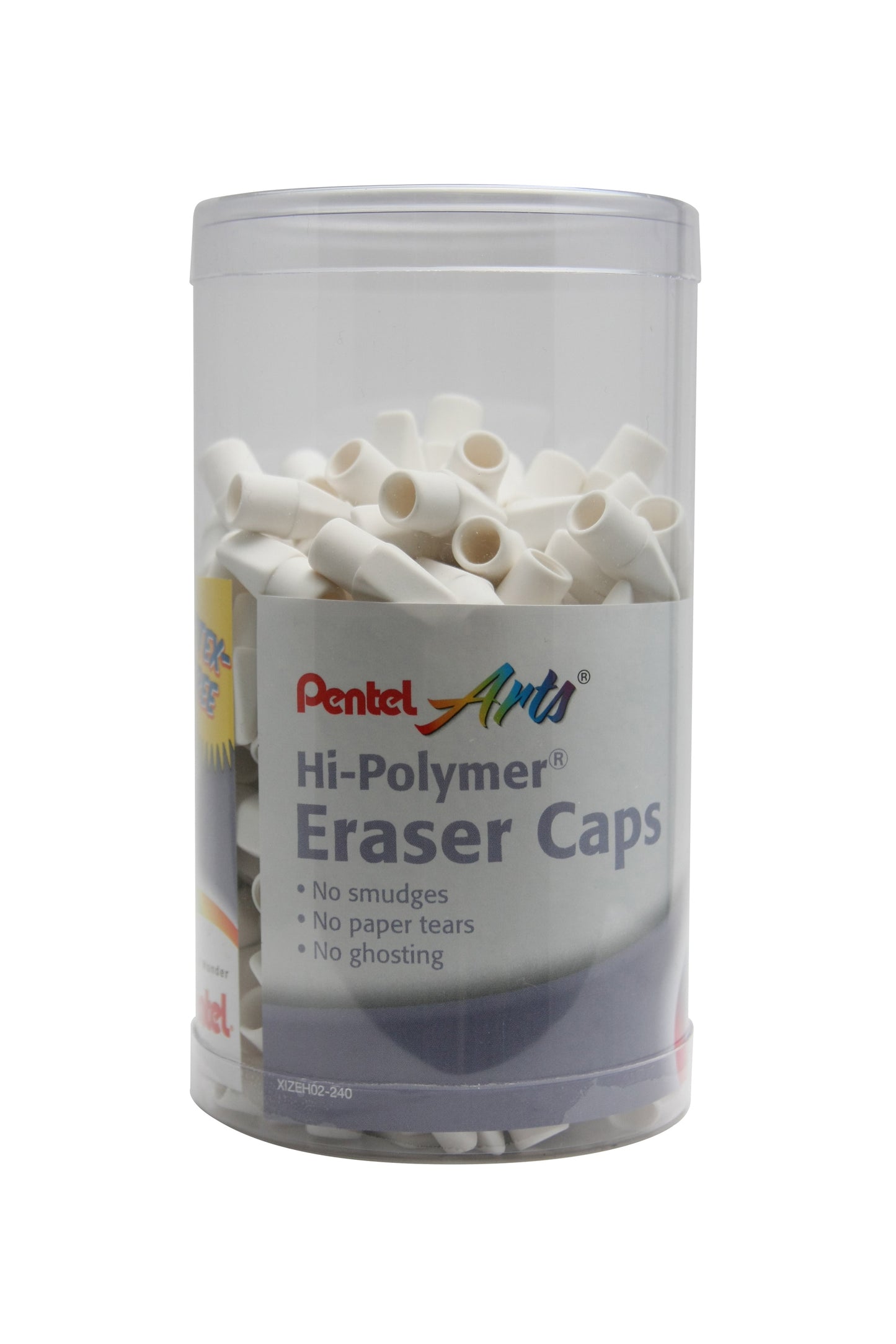 Pentel Arts Hi-Polymer White Cap Eraser, Canister Display - 240 Pieces (ZEH02-240)