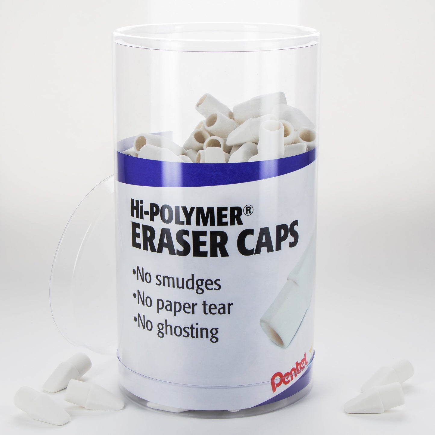 Pentel Arts Hi-Polymer White Cap Eraser, Canister Display - 240 Pieces (ZEH02-240)