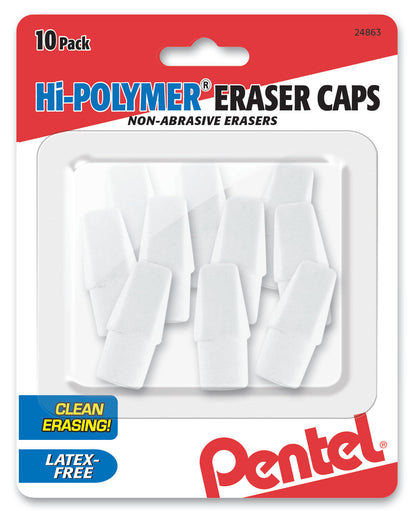 Hi-Polymer White Cap Erasers 10-Pk (ZEH02BP10)