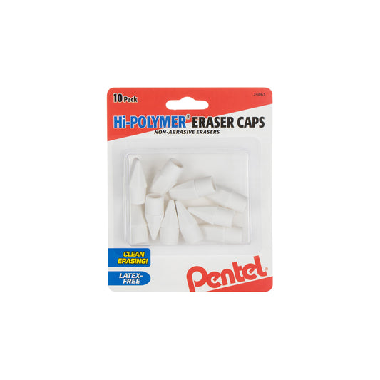 Hi-Polymer White Cap Erasers 10-Pk (ZEH02BP10)