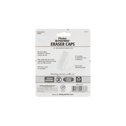 Hi-Polymer White Cap Erasers 10-Pk (ZEH02BP10)
