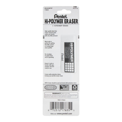 Hi-Polymer Block Eraser Small White, 3-Pk (ZEH05BP2F)
