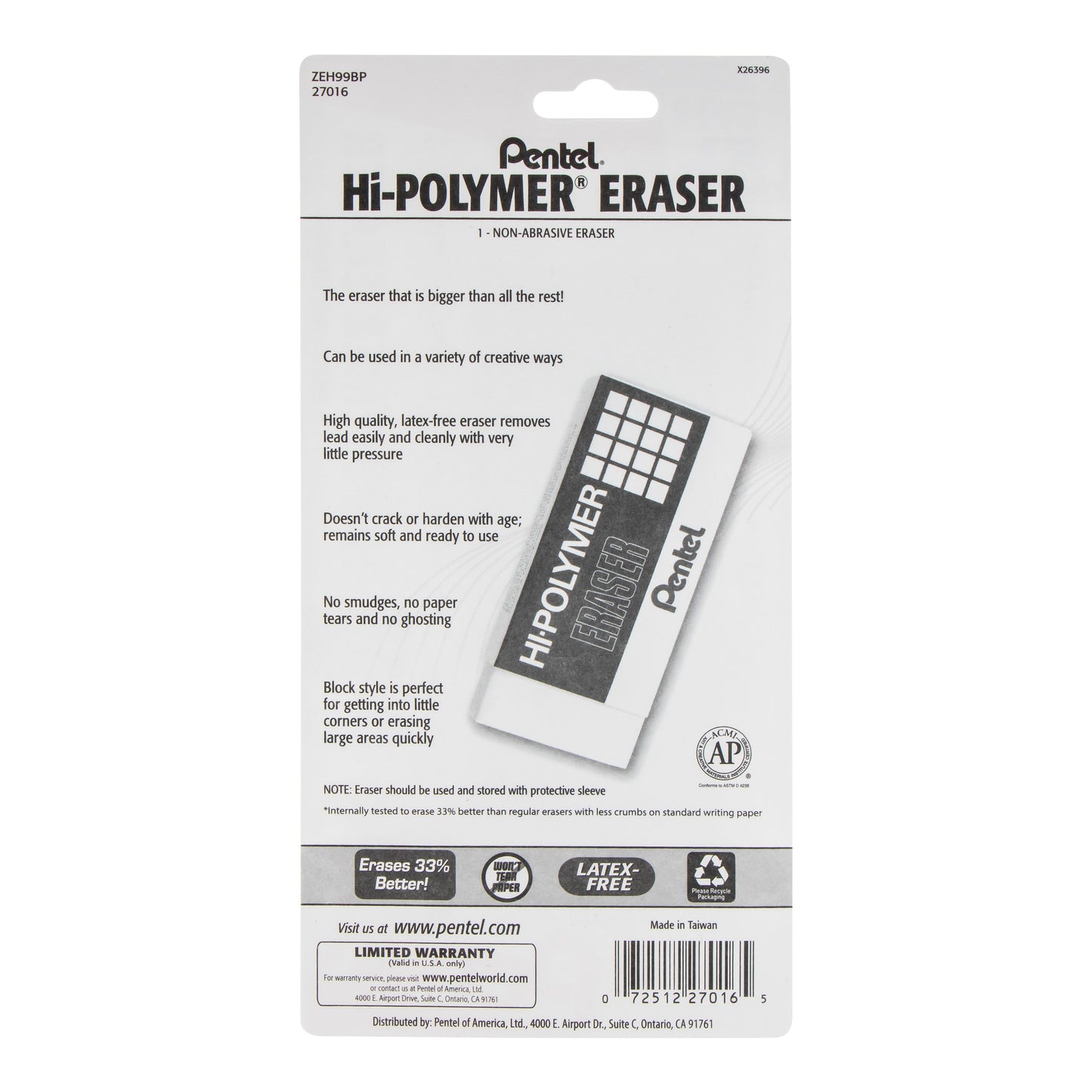 Hi-Polymer Block Eraser, Super XL White, 1-Pk (ZEH99BP)