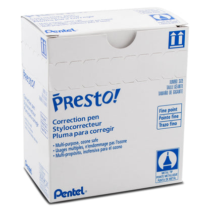Presto! Jumbo Correction Pen Fine Point Metal Tip 12 ml/0.4 fl.oz. (ZL31-W)