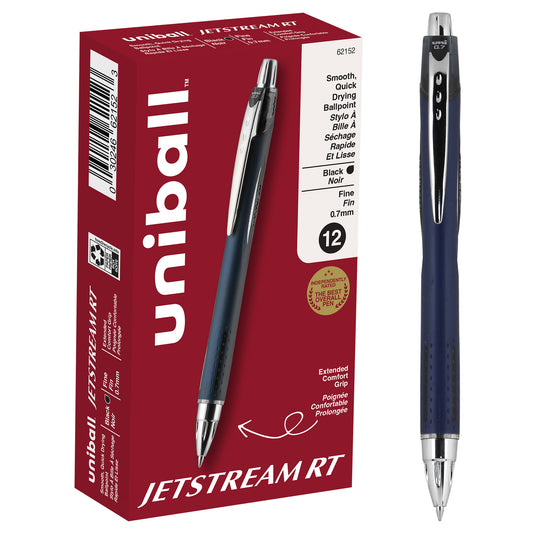 uniball™ Jetstream RT Ballpoint Pens, Fine Point (0.7mm), Black, 12 Pack