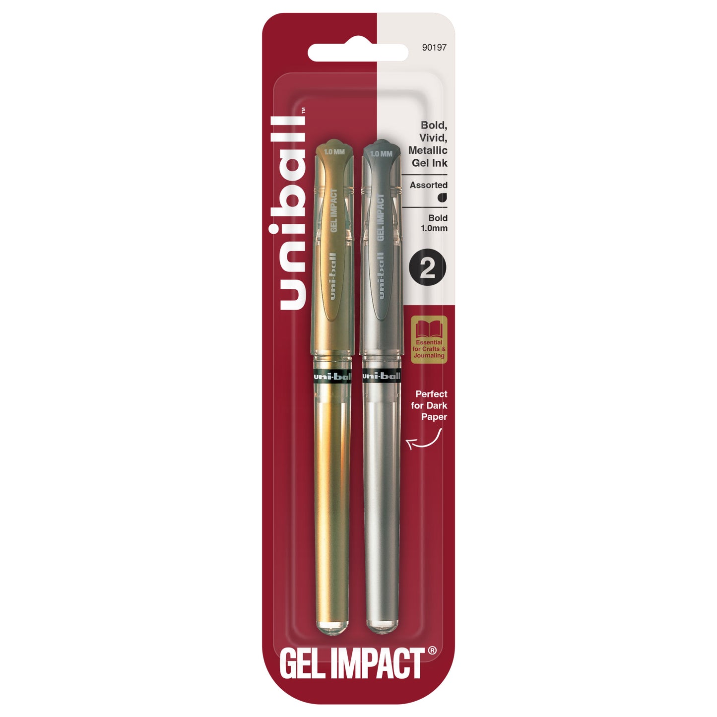 uniball™ Signo Gel Impact Pens, Bold Point (1.0mm), Assorted Metallic, 2 Pack