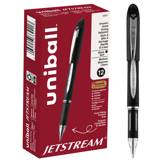 uniball™ Jetstream Ballpoint Pens, Medium Point (1.0mm), Black, 12 Pack